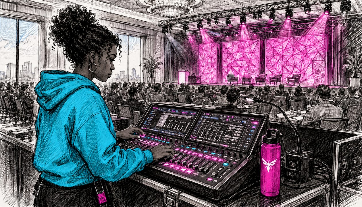 Lighting operator managing conference setup