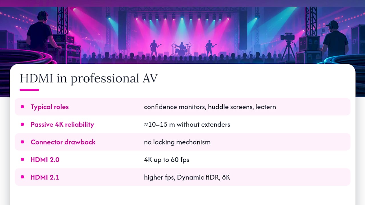 What is HDMI and where does it fit in professional AV? — overview diagram