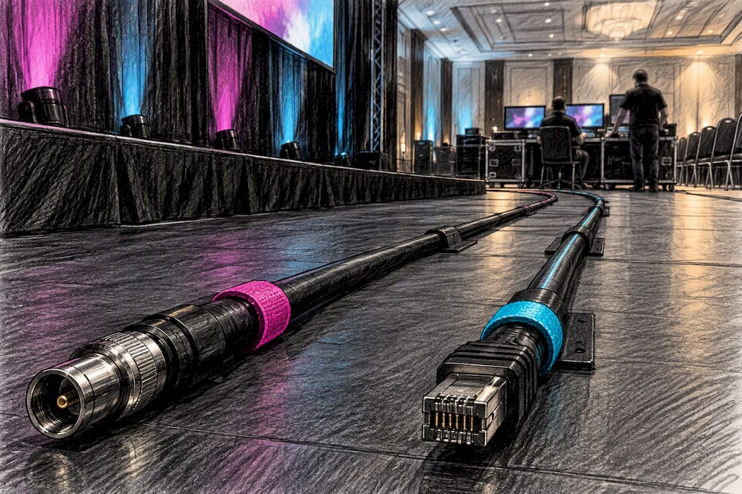 Two signal paths across an event venue